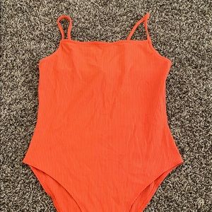 Orange Ribbed Bodysuit
